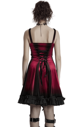 Women's Ombre Dress with Lace Details and Corset Back